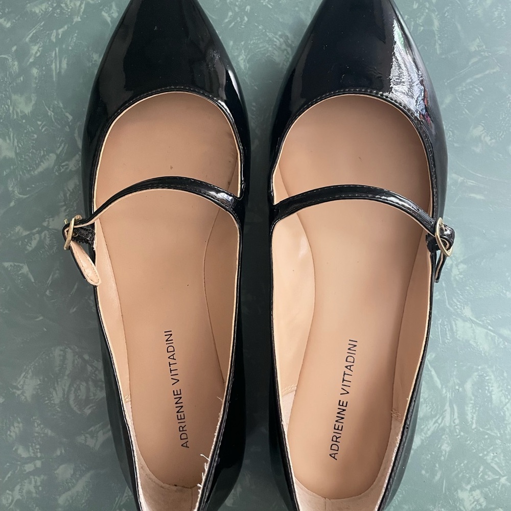 Adrienne Vittadini Black Patent Leather Mary Jane Flats